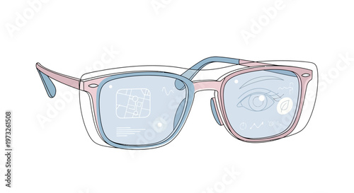 Colorful trendy eyeglasses with lenses.