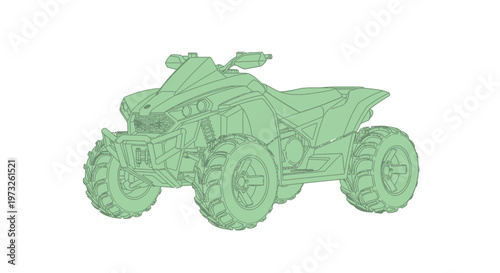 Green ATV Vehicle Offroad Motorcycle.