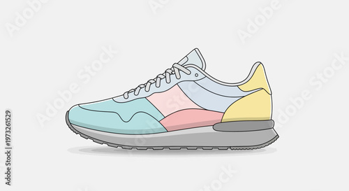 Colorful sneaker with pastel shades.