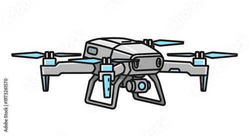Drone with camera equipment attached underneath.
