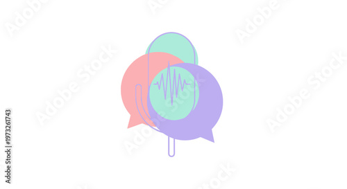 Colorful speech bubbles in pastel hues.