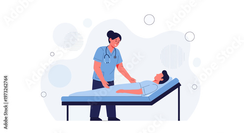 Nurse caring for patient in hospital bed, medical consultation, healthcare concept
