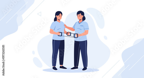 Physical Therapist Helping Patient With Resistance Band Exercise