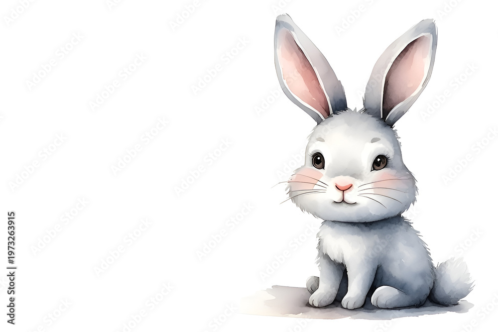 Obraz premium Cute watercolor illustration of a rabbit character