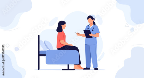 Doctor consulting patient in clinic, medical checkup, healthcare concept