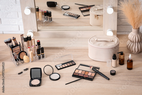 Different makeup products o...