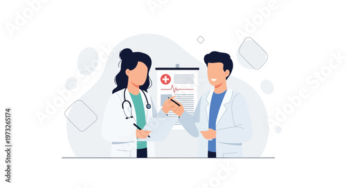 Medical Team Discussing Patient Chart with EKG