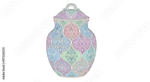 Colorful Ceramic Jar With Lid.