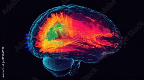 Vibrant Neuroactivity Visualization Illustrating Brain Function and Cognitive Processes with Colorful Patterns for Scientific and Educational Use