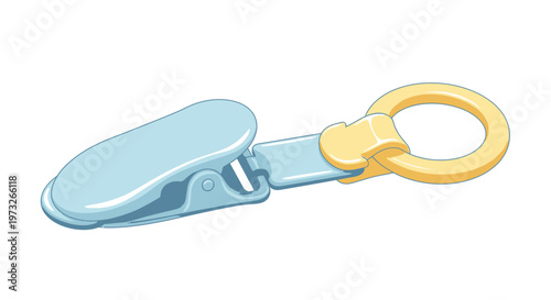 Plastic Carabiner Clip with Ring Attachment, Blue and Yellow