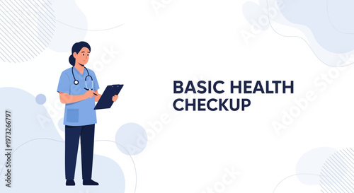 Nurse with Stethoscope and Clipboard, Basic Health Checkup Concept