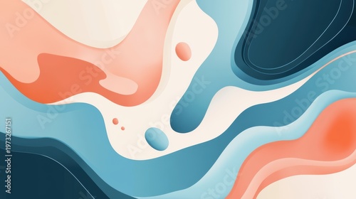 Abstract Colorful Fluid Shapes with Soft Curves and Waves in Pastel Hues and Dark Tones for Modern Design Background
