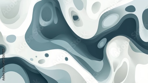 Abstract Fluid Shapes in Shades of Blue and White with Smooth Curves and Soft Edges for Modern Backgrounds and Creative Designs