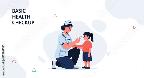 Nurse Checks Child's Temperature with Thermometer, Basic Health Checkup Concept