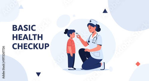 Nurse checking child's temperature, basic health checkup concept, medical examination