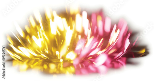 Golden Pink Tinsel on White Background Bokeh