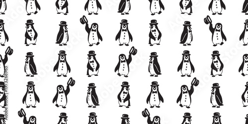 Foto penguin seamless pattern tuxedo bow tie bird cartoon doodle tile background gift