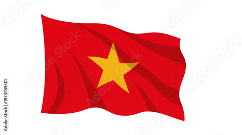 Waving national flag of Vietnam isolated on a white background