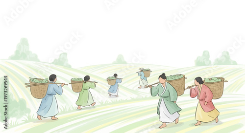 Women carrying baskets on their heads.