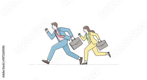 Business people running to work fast.