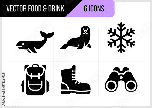 Winter Adventure Icon Set.