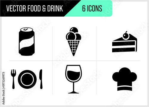 Set of 6 Food and Drink Icons. (2)