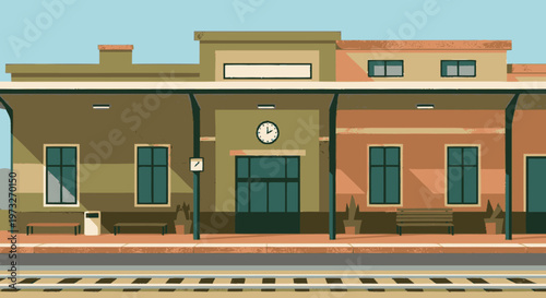 Large Building With Clock Face.