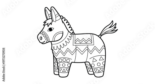 A cute cartoon donkey and happy bunny rabbit character illustration in vector art style for a fun animal coloring page isolated on white