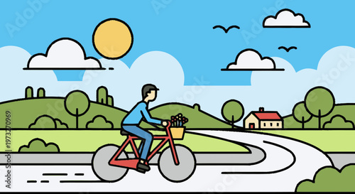 Man Riding a Bicycle Outdoors Freely.