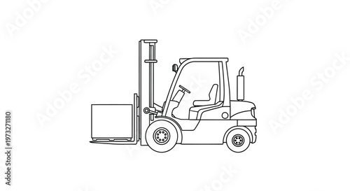 A heavy yellow forklift truck loader and industrial lift vehicle isolated on a white background for warehouse cargo transportation and construction industry machinery illustration