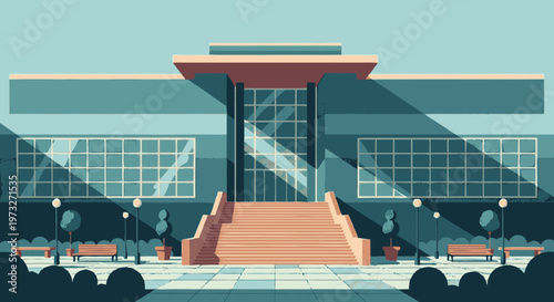 Modern Building Entrance Staircase Design.