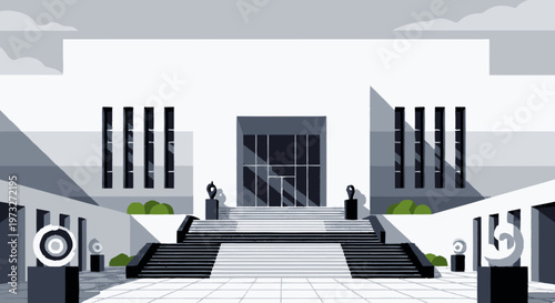 Modern Building Staircase Entrance Architecture.