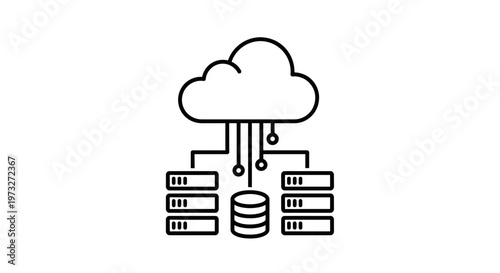 Cloud Computing Data Storage and Network Connection Icon