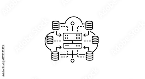Cloud Computing Network Data Storage Servers Database Connection Diagram