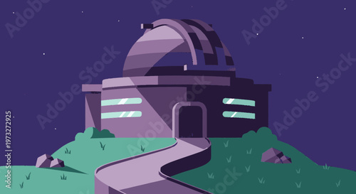 Observatory Building Night Sky Dome Structure.