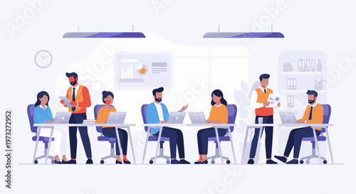 Diverse team collaborating in a modern office meeting 39.