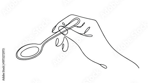 A minimalist hand holds a magnifying glass in a simple line drawing style.