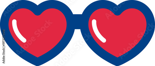 Summer Red and Blue Heart Sunglasses Flat Vector Illustration.
Patriotic Party Glasses icon Vector.
4th of July Party Sunglasses Clipart
Transparent background. svg.