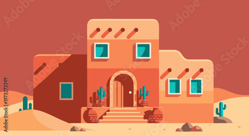 Southwestern Adobe Style Building Architecture.