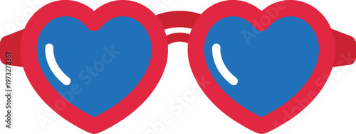 Summer Red and Blue Heart Sunglasses Flat Vector Illustration.
Patriotic Party Glasses icon Vector.
4th of July Party Sunglasses Clipart
Transparent background. svg.
