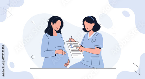 Pregnant Woman Consults Doctor, Medical Checkup, Healthcare, Pregnancy Care