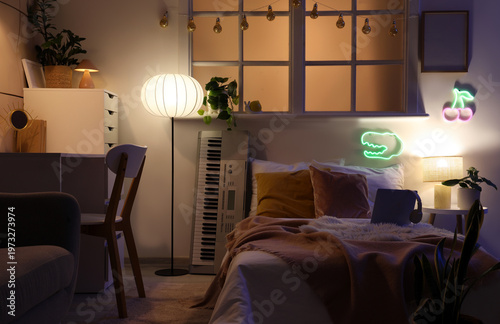 Interior of dark teenager's...