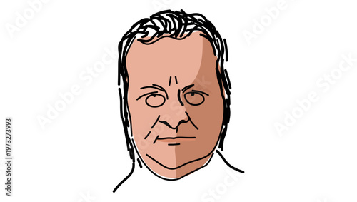 Camillo Benso portrait, flat vector illustration