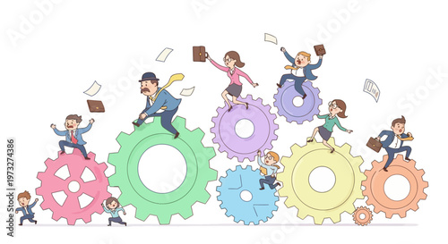 Business People Working on Gears Team.