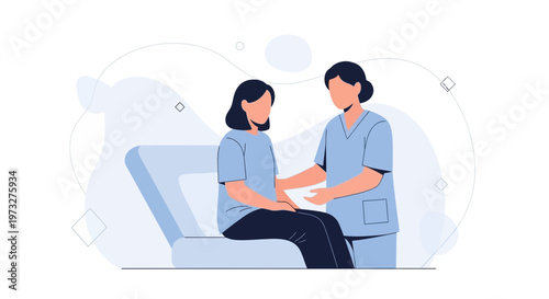 Nurse caring for patient, medical consultation, healthcare support, doctor visit, medical assistance