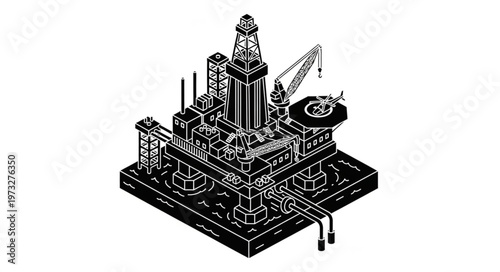 Isometric Industrial Cityscape Illustration With Factory Tower.