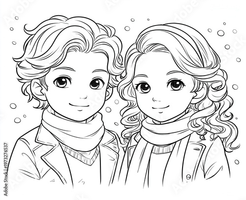 Kids smiling together in winter with scarves on