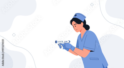 Nurse Holding Thermometer, Medical Concept, Healthcare Illustration