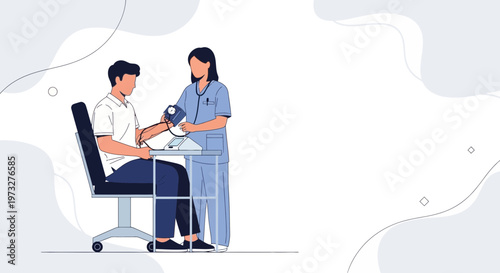 Nurse measuring patient's blood pressure, healthcare checkup, medical examination concept