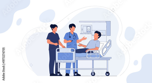 Medical Team Caring for Patient in Hospital Room